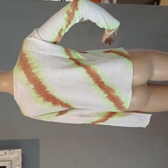 🔥🔥🔥Lisa Todd Psyched up tie dye stripe cotton sweater XS neon - Picture 3 of 12